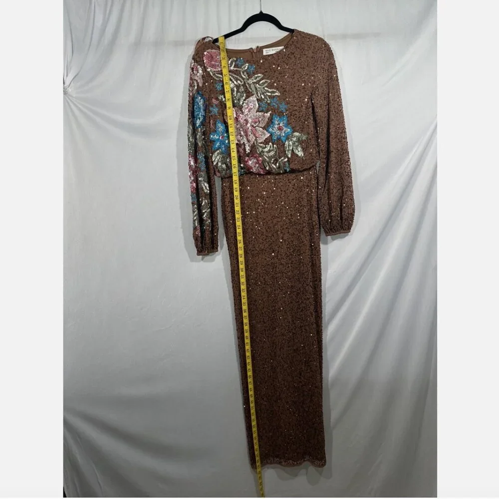 NWT $598‎ Mac Duggal [ SZ 4 ] Embellished Multicolor Floral High Neck Gown #Q768